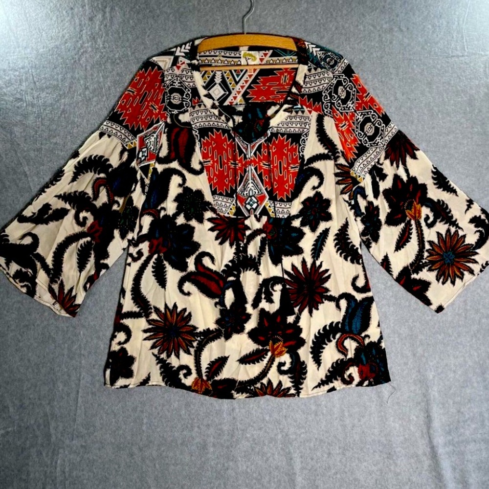 Anthropologie Fig and Flower Top - Womens Extra Large Floral Boho Aztec & Floral